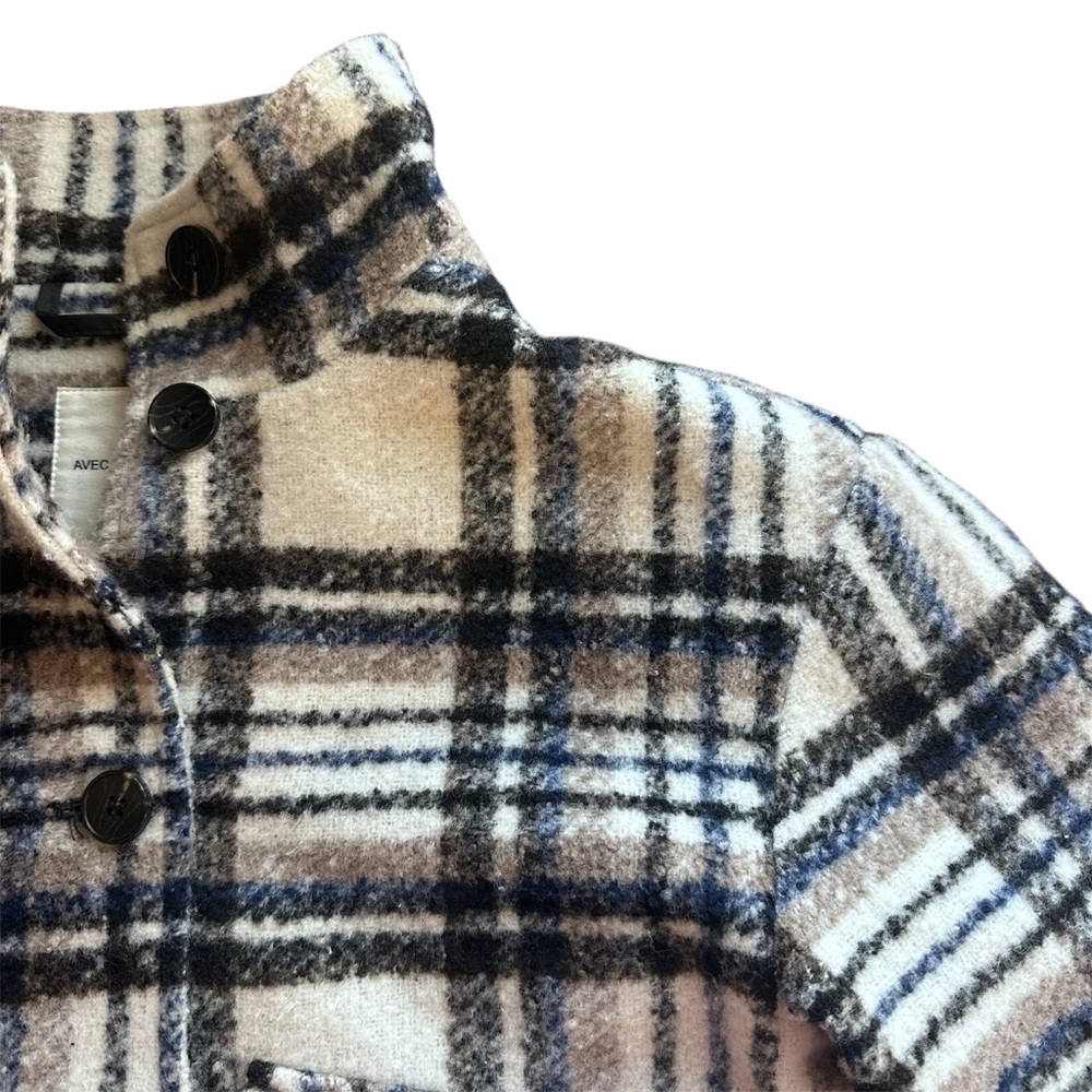 AVEC LES FILLES Womens Brushed Plaid Oversized Jacket Sz XS - Picture 5 of 16